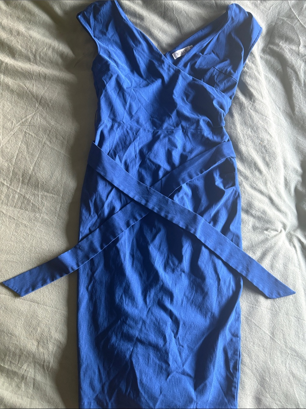 MUXXN Sleeveless Royal Blue Sheath Dress with Wrap Waist size M